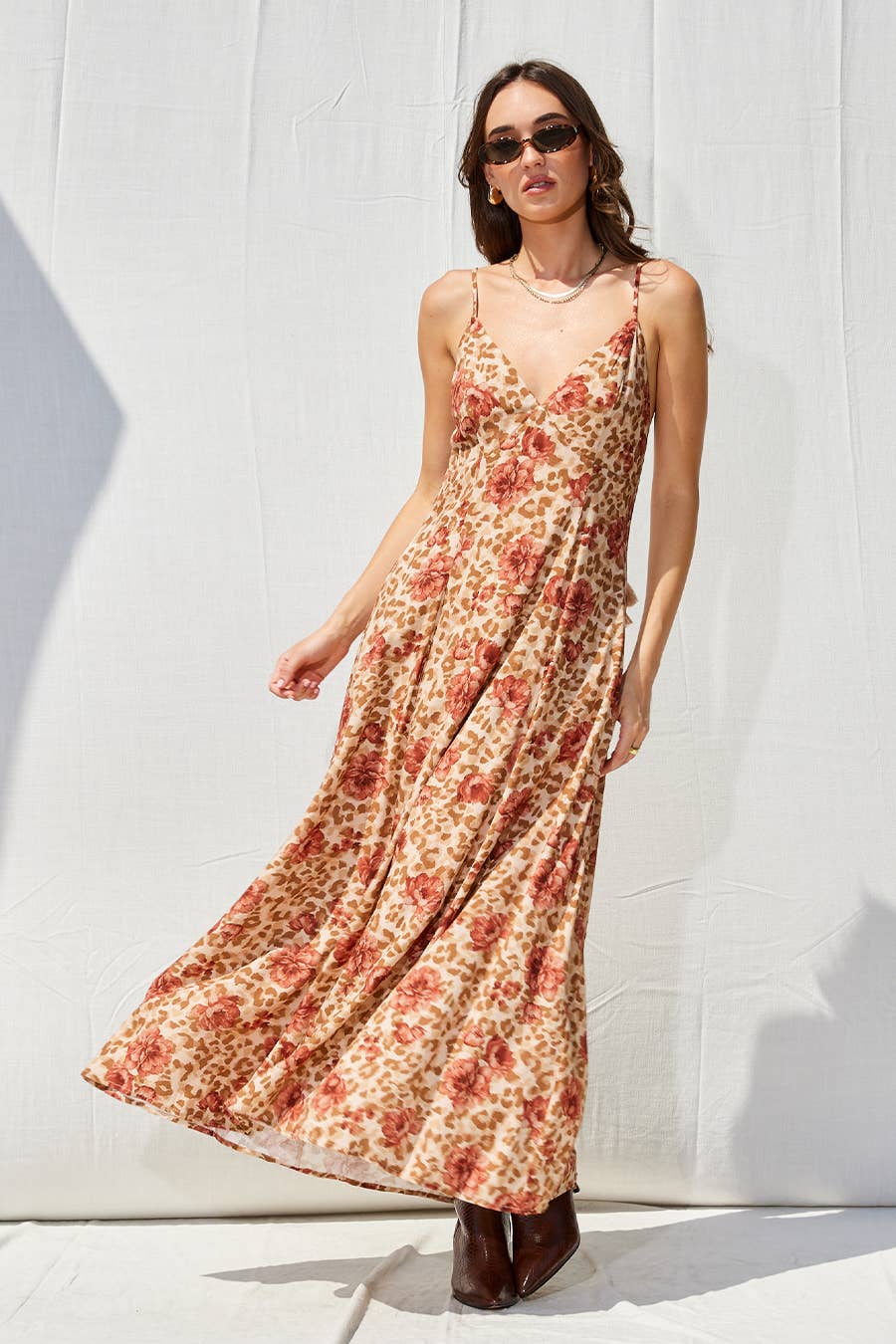 MULTI Printed Open Back Maxi Dress for wholesale on Faire7