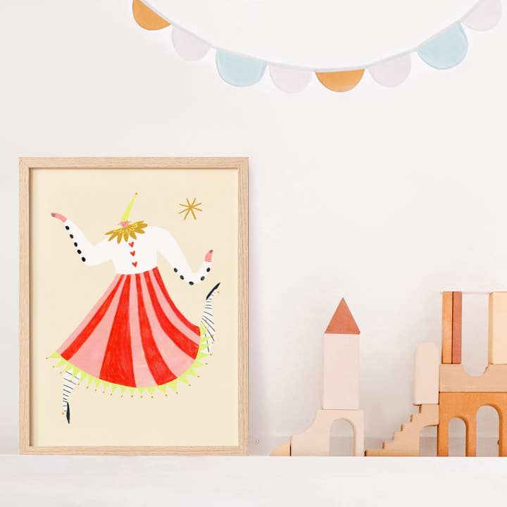 Circus Lady Art Print | Barnkammare väggdekor | Färgglad konst för wholesale av Little Black Cat Illustrated Goods