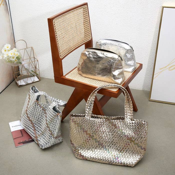 PEACH ACCESSORIES - Wholesale Tote Bag - Women's - Bag in Bag Large Weave Tote Bag 602623