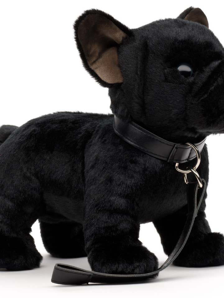 French Bulldog (black) - With Leash - Plush Toy for wholesale by Uni Toys