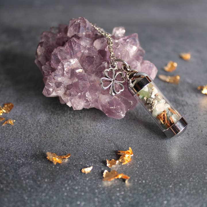 Moondust and Raven - Wholesale Pendant/Charm Necklace - Abundance Spell Jar Amulet Necklace, Witchy Crystal Jewelry1