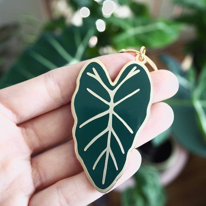 Alocasia Leaf House Plant Keychain  for wholesale by MicaPeet