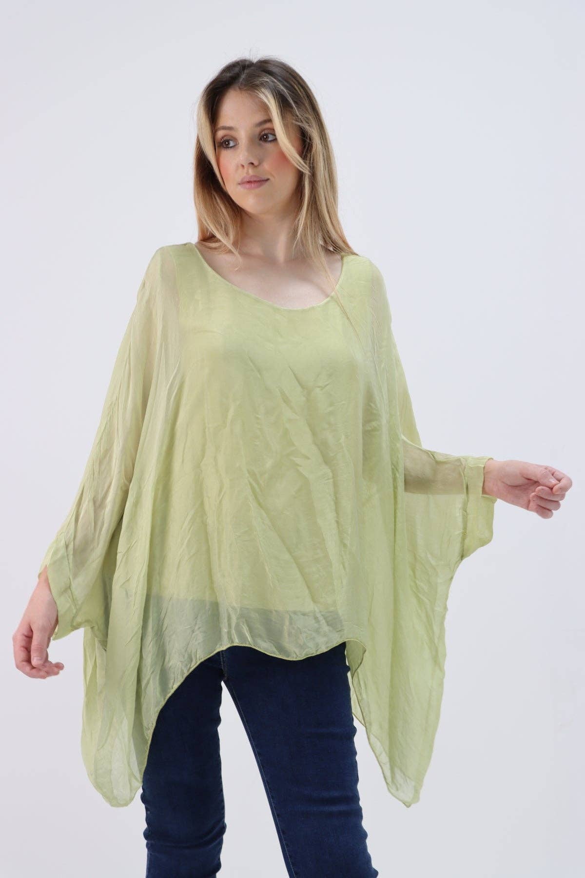 Miss Bold - Wholesale Tunic - Women's - Italian Plain Batwing Silk Tunic Top29