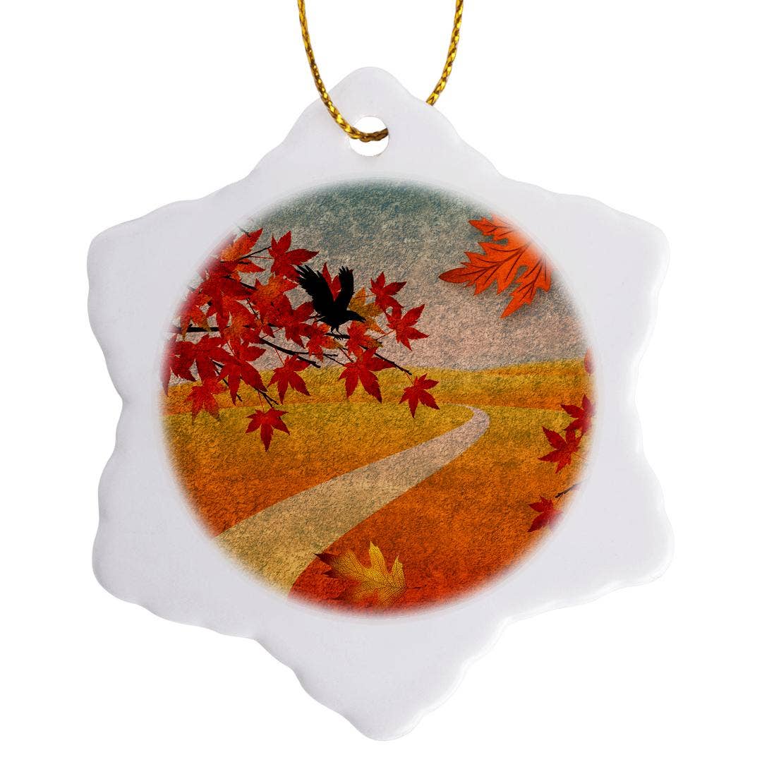 3dRose – wholesale Prydnad – 3dRose, Höstparkstig Lönnlöv och Korp, Julgransprydnad7