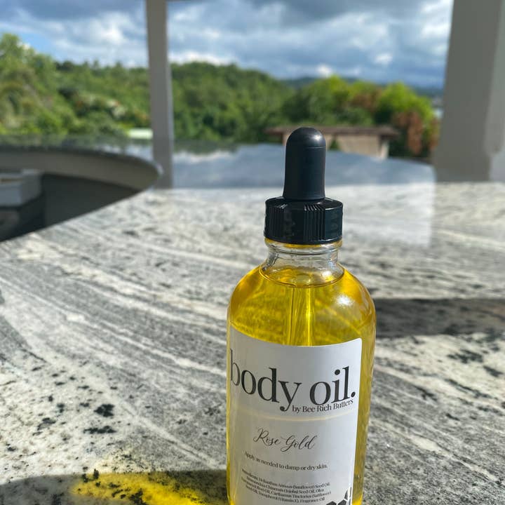 Rose Gold Body Oil for wholesale by Bee Rich Butters