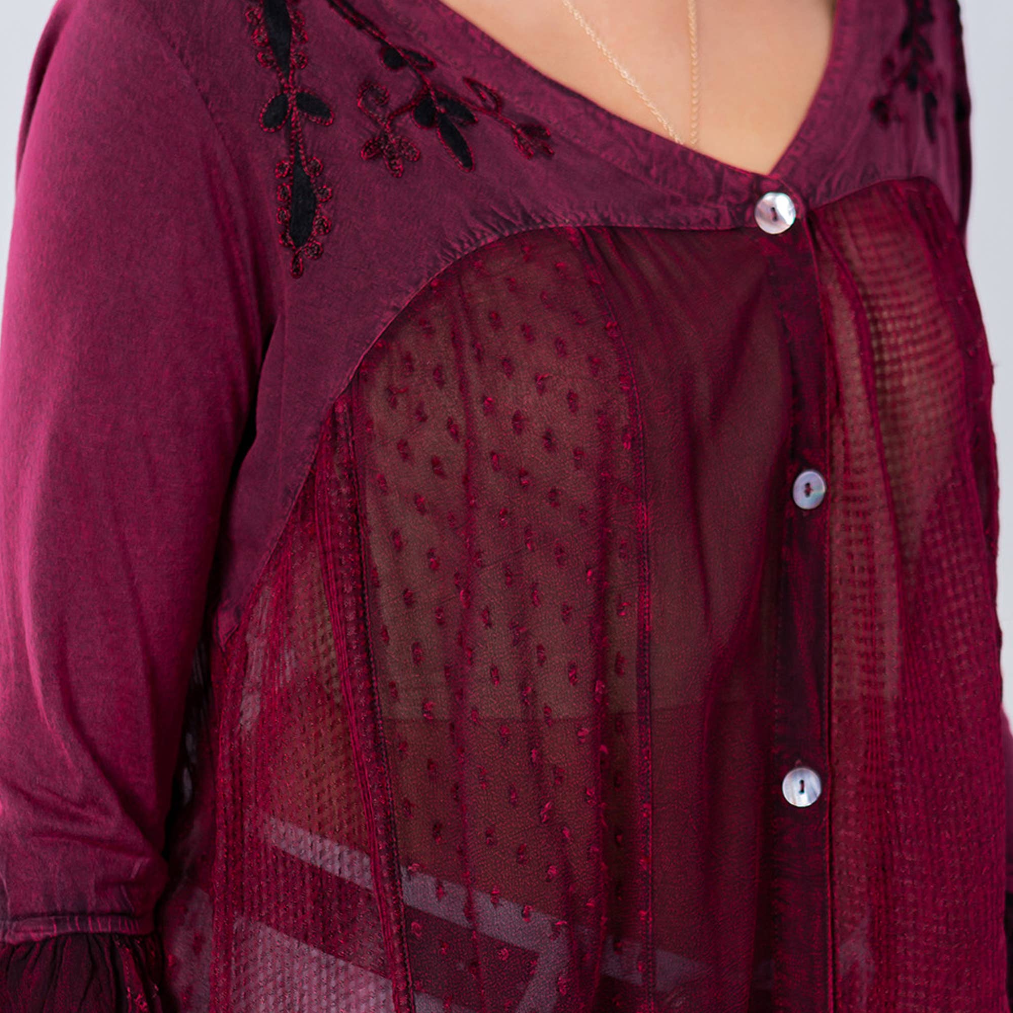 Young Threads - Venta al por mayor Blusa - Mujer - Blusa bohemia adornada estilo western (Color nuevo)31