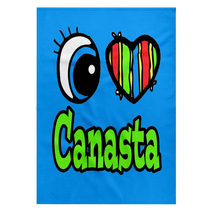 3dRose - Wholesale Bath Towel - 3dRose, Bright Eye Heart I Love Canasta, Towel