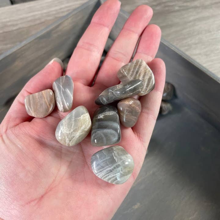 Keystone Crystals - Wholesale Spiritual Stone/Crystal - Black Moonstone Tumbled Stones – 1 lb Wholesale Lot6