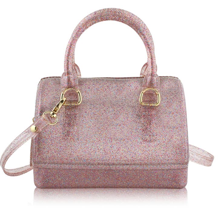 Carrying Kind - Wholesale Crossbody Bag - Kids - Ruby Multi-Sparkle Jelly Purse: Crystal Heart Edition