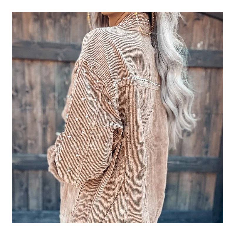 kycozy – wholesale Jacket – Women's – Stylish Corduroy Short Jacket With Rivets For Casual Wear3