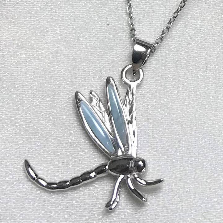 Dominican Republic Blue Larimar Dragonfly Silver Pendant for wholesale by Twan Kee Jewelry
