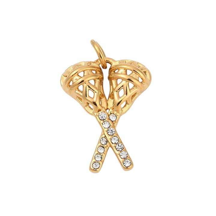 Lacrosseberlock i rostfritt stål pläterad med 18k guld för wholesale av Love, Paige Designs