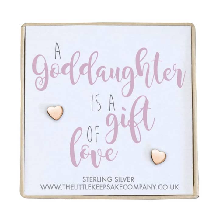 Rose Gold Vermeil Citat Örhängen - En Guddotter är en gåva av kärlek för wholesale av The Little Keepsake Company