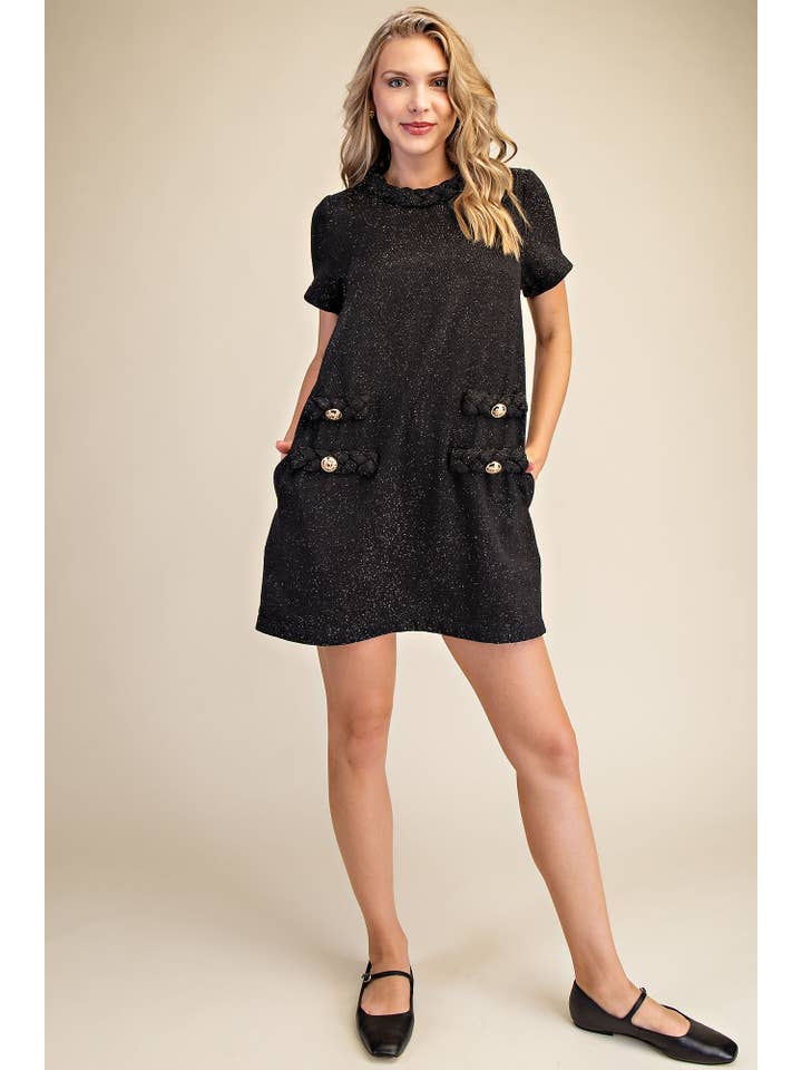 Glam - Wholesale Dress - Women's - Round Neck Twist Trim Mini Dress6