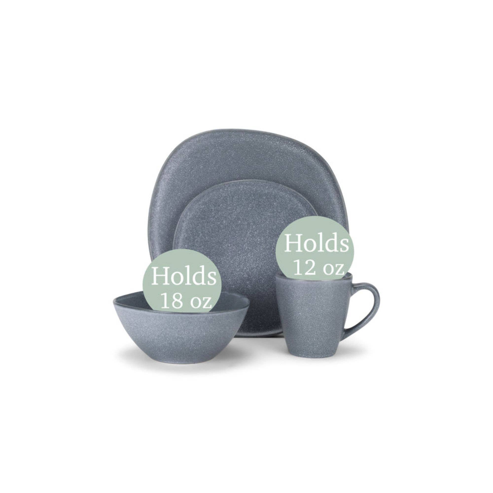 EAST AVENUE – Großhandel Essgeschirr-Set – 16-teiliges Tafelset Smooth Taubengrau1