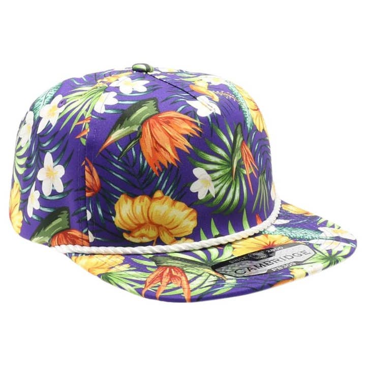 DOBBI - Wholesale Flat-brimmed cap – Unisex - CAMBRIDGE 5 PANEL UNSTRUCTURED FLORAL ROPE HAT7