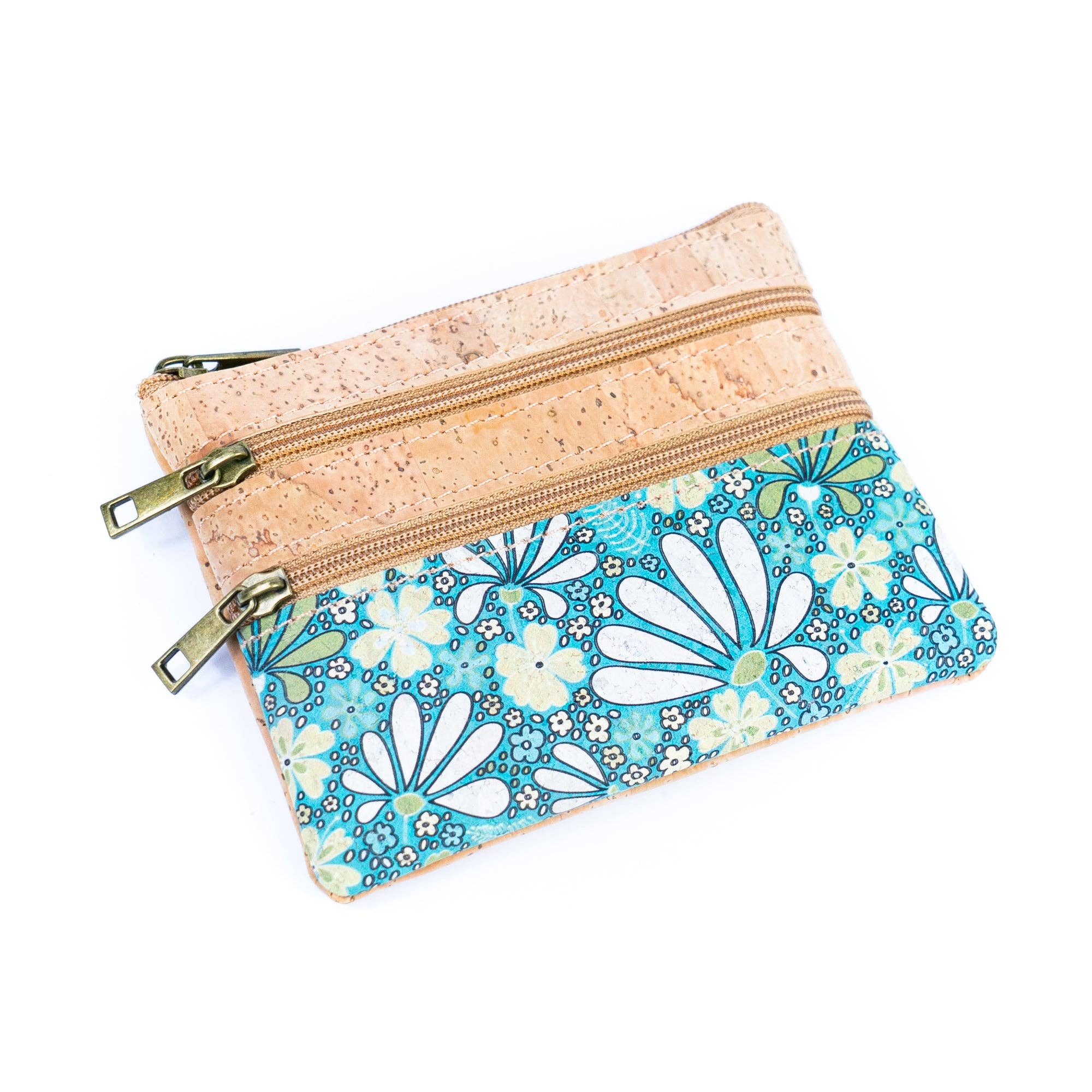 Meninas Bonitas Cork - Wholesale Wallet - Women's - Chic Printed Cork Mini Wallet with Triple Zippers for Women BAG-23275