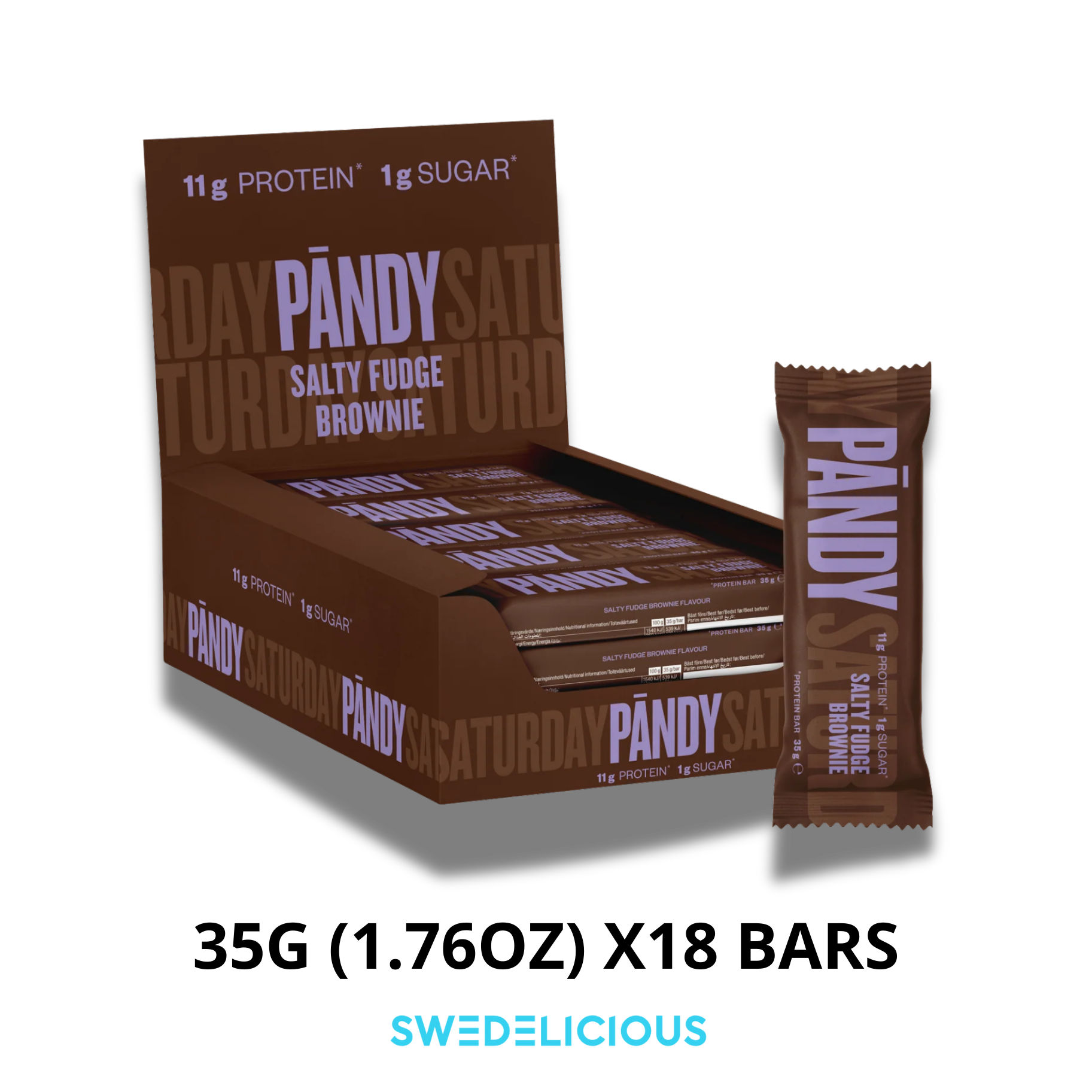 Swedelicious - Swedish Candy – wholesale Chocolate bar – PANDY - Salty Fudge Brownie - Protein Bar0