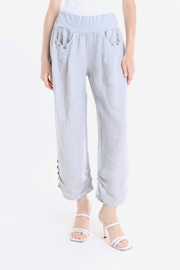 TINA Stephens Italy/Tees By Tina - Vente Pantalon – femme - Pantalon en lin Georgia Side Ruche (PL163)16