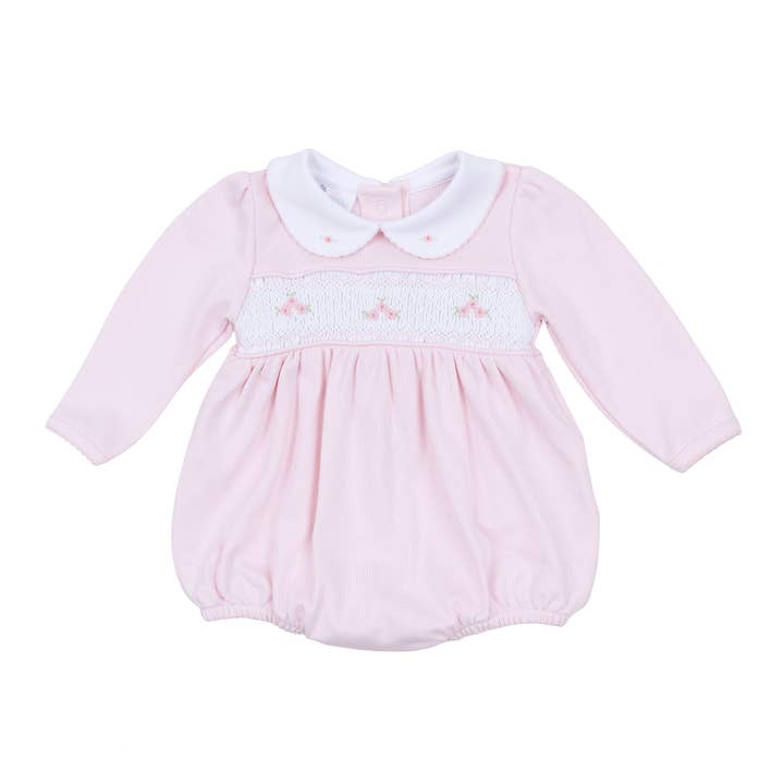 Willow's Classics Smocked Long Sleeve Bubble - Pink for wholesale by Magnolia Baby
