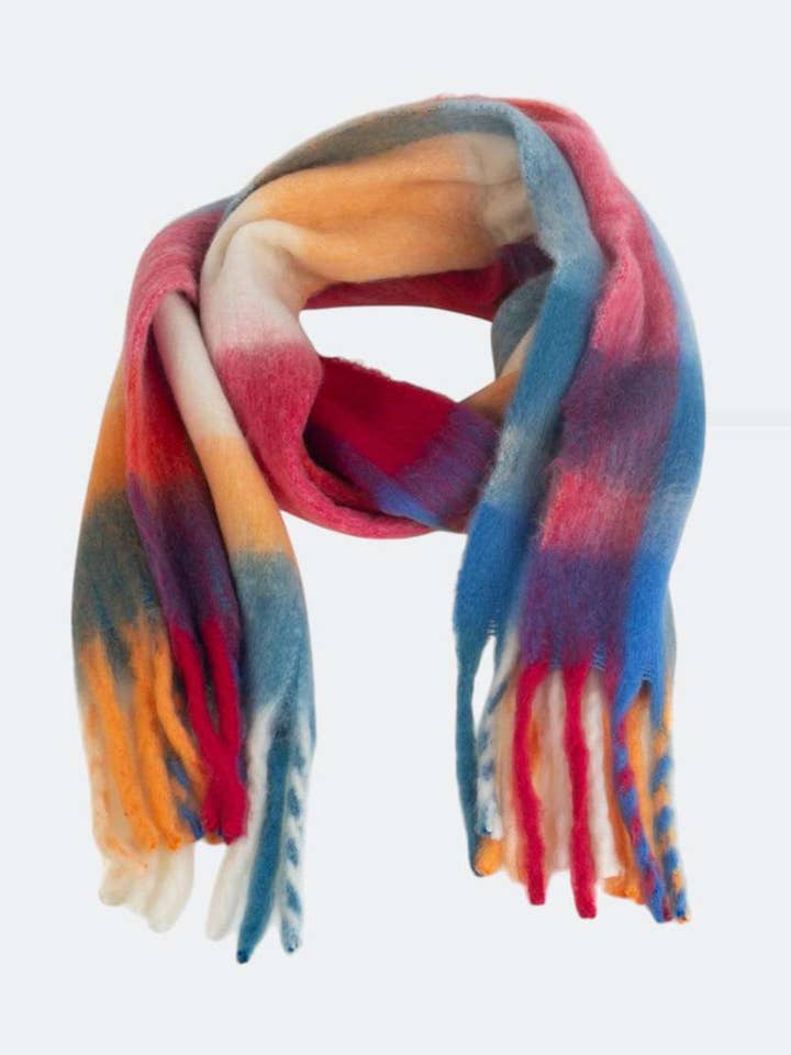 Uldblandingstørklæde, blå farve 1t for engroshandel hos Kbas