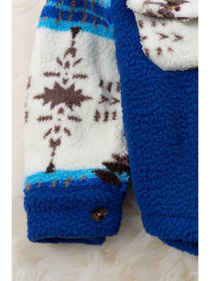 Kids Charm Online - Wholesale Shirt Jacket/Shacket - Kids - ROYAL BLUE BUTTON UP SHERPA SHACKET. TPG60153005SOL2