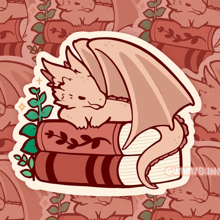 Autocolante de Dragão a Dormir em Livros por atacado de GUMMYBUNNII
