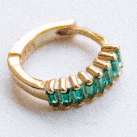 The Emerald Baguette Huggie for wholesale by Jay Nicole Designs