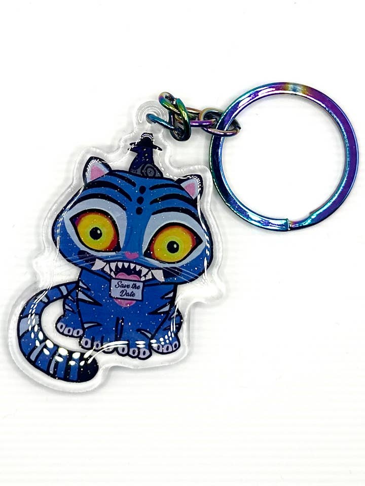 I Made It for the Tiger Derpy Tiger Glitter Acrylic Keychain for wholesale by A Little Crafty Fox