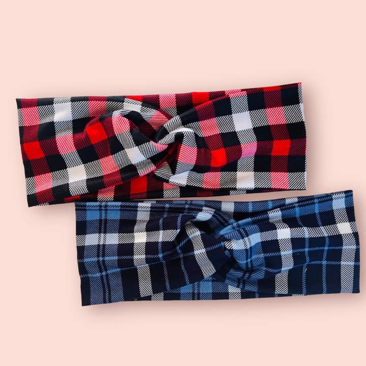 Diadema retorcida a cuadros para venta al por mayor de TINA'S CRAFTS LLC