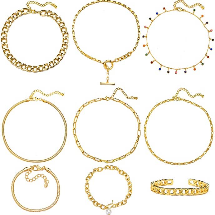 9-delige mode gouden ketting- en armbandset voor wholesale door MRKD for Life