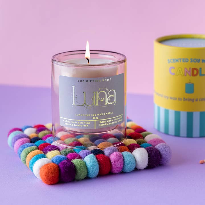Luna Luxury Soy Wax Candle – Floral, Fruity & Musk for wholesale by The Gifting Knot Ltd