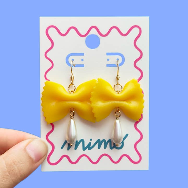 Pasta & Pearl Handmade Polymer Clay Gold Plated Earrings for wholesale by Mimo