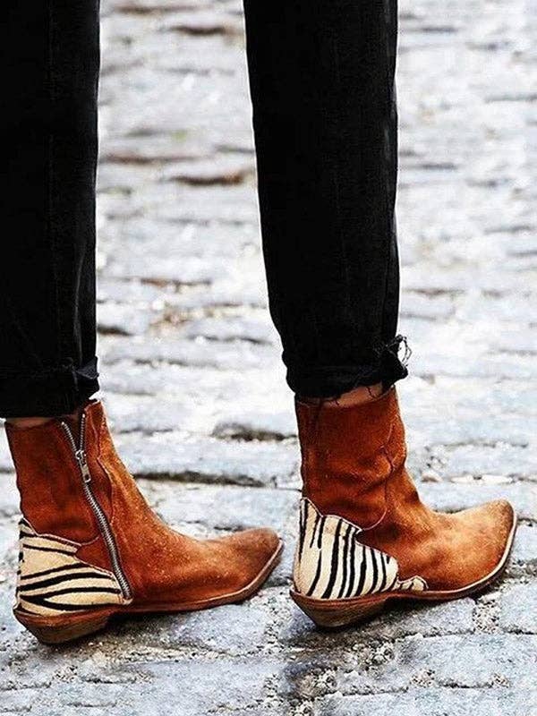 kycozy - Vendita all'ingrosso Stivaletti - Donna - Stivaletti alla caviglia con cerniera e tacco basso alla moda1