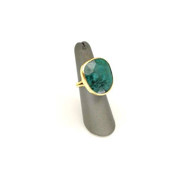 Emerald Handmade Adjustable Gold Ring for wholesale by ZEYZEY