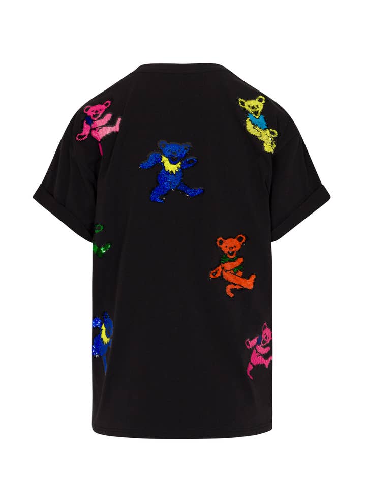 Meghan Fabulous - Wholesale T-Shirt - Women's - Grateful Dead Dancing Bears Sequin T-Shirt - Black