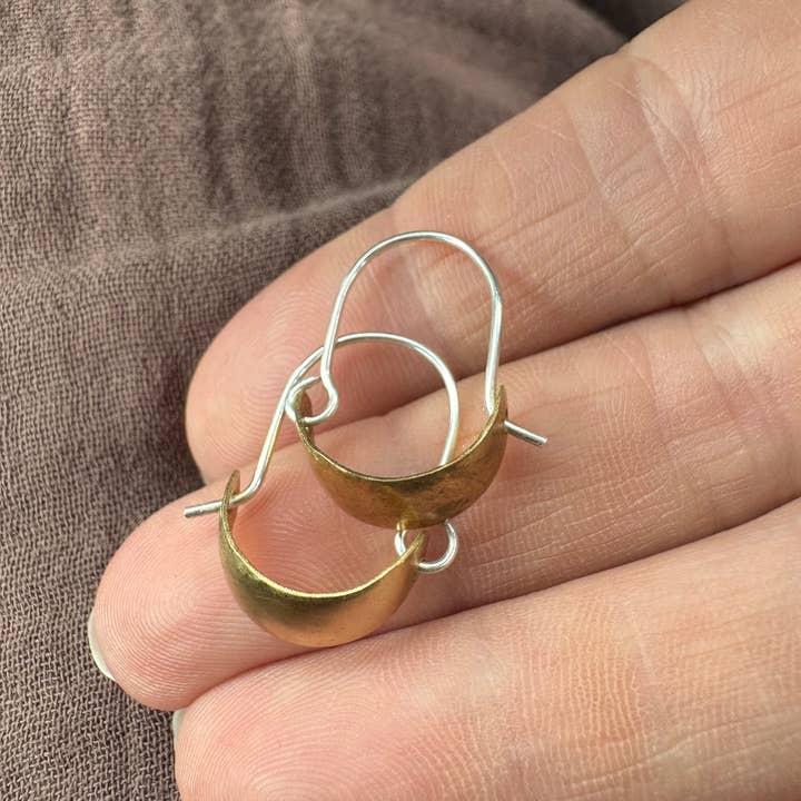 Jewelry by Brynn - Wholesale Hoop Earrings - Little Brass Cuffed Hoop Earrings2