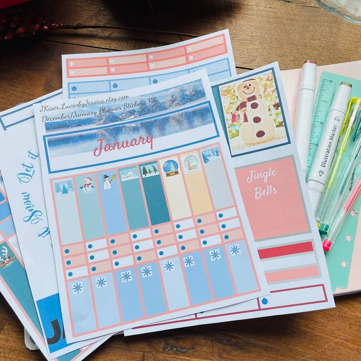 LuvinbyJessica.etsy.com – wholesale Sticker – Christmas Stickers Planner Stickers January