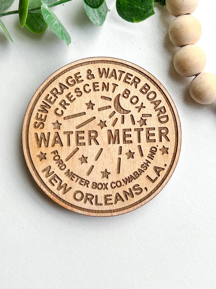 Aimant en bois naturel pour compteur d'eau de la Nouvelle-Orléans pour la vente par Geaux Magnolia