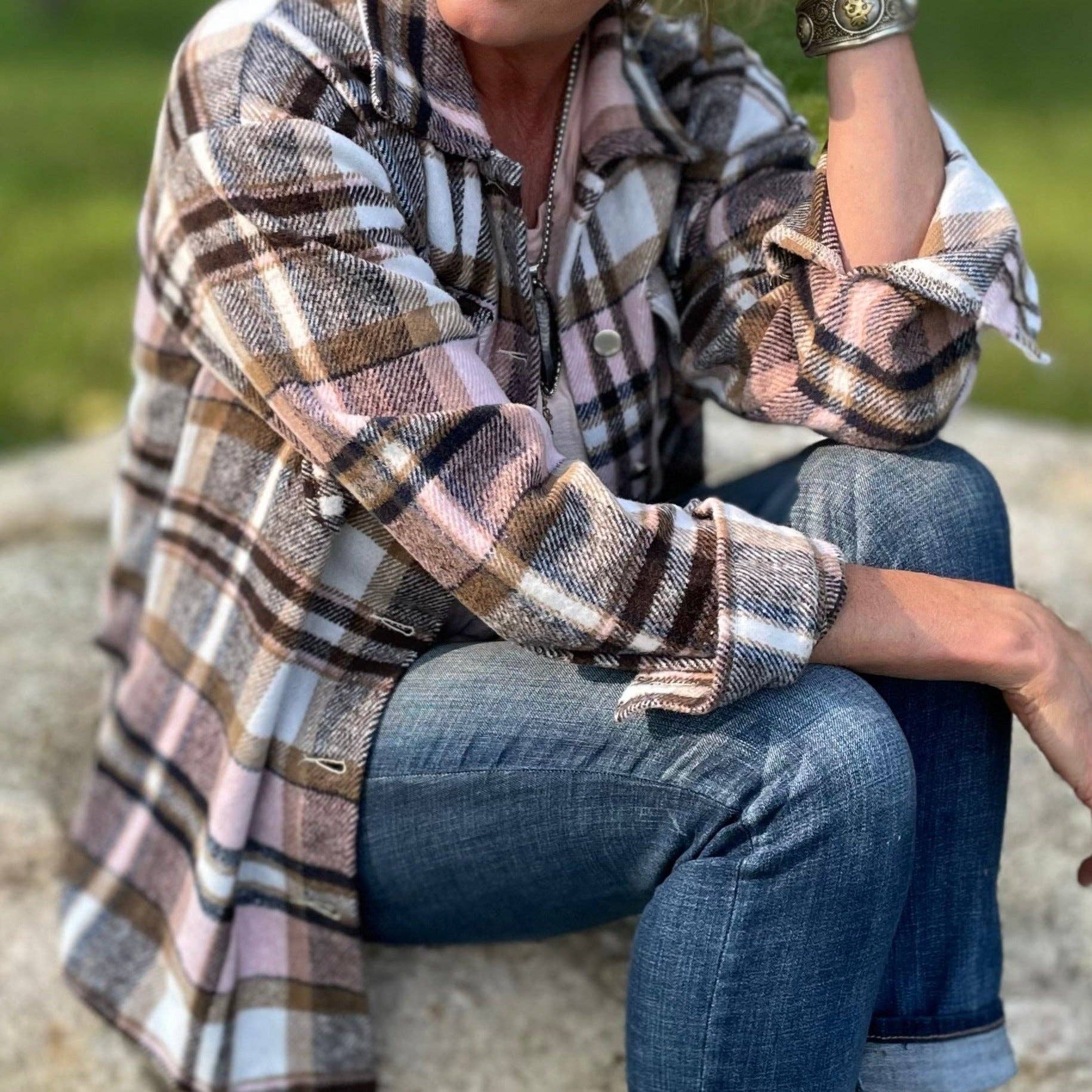 Rosa Camisa de franela a cuadros - Rosa de venta al por mayor en Faire8