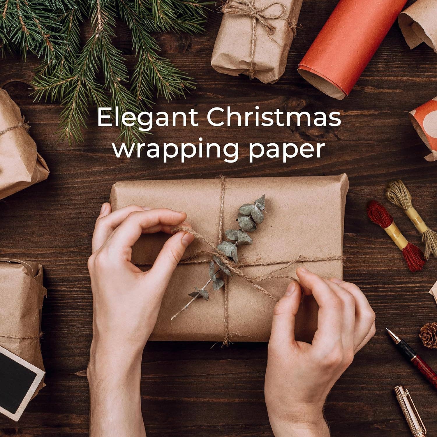 Jara Trading - Wholesale Wrapping Paper Roll - Kraft Wrapping Paper - 15M x 43CM Premium Gift Wrapping Paper Roll Patterned with Strings - Brown Paper Roll Used as Christmas Wrapping Paper, Birthday Wrapping Paper or Parcel Packing12