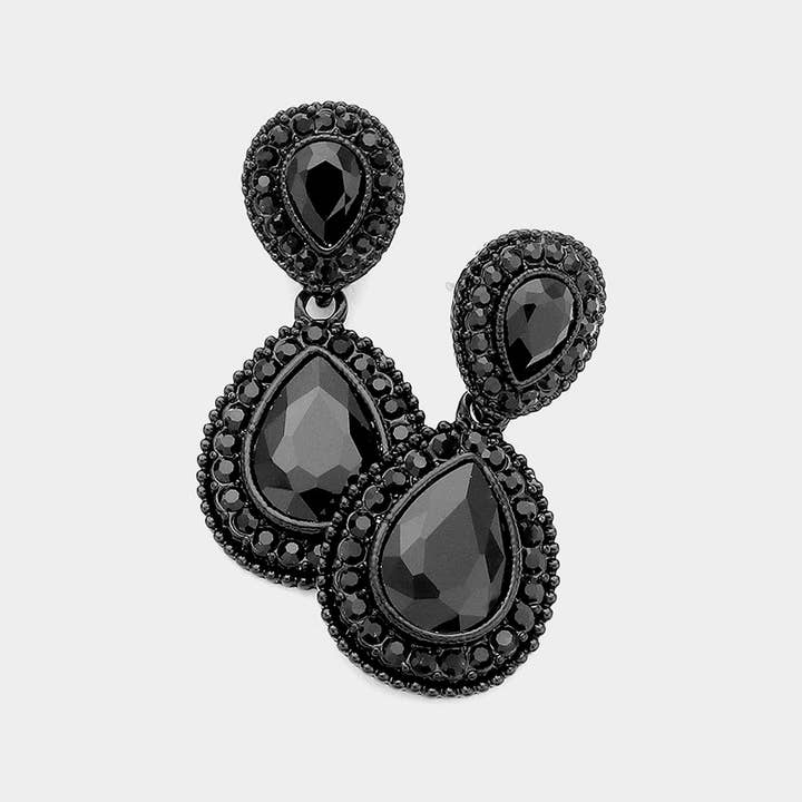 Sensibling Corp. - Wholesale Dangle Earrings - Rhinestone Trim Teardrop Evening Earrings6