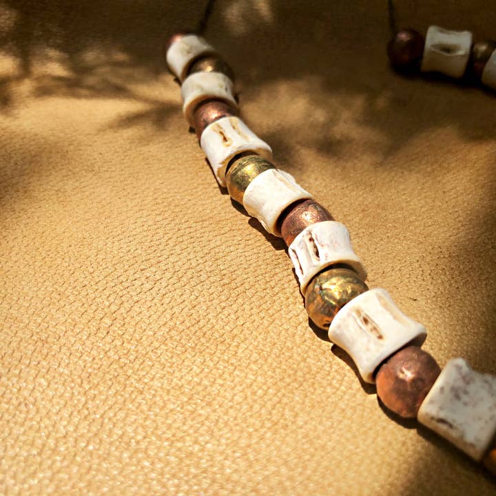 ASTALI - Wholesale Beaded/Pearl Necklace - Fish Vertebrae Necklace - White Bones & Brass/Copper Beads5