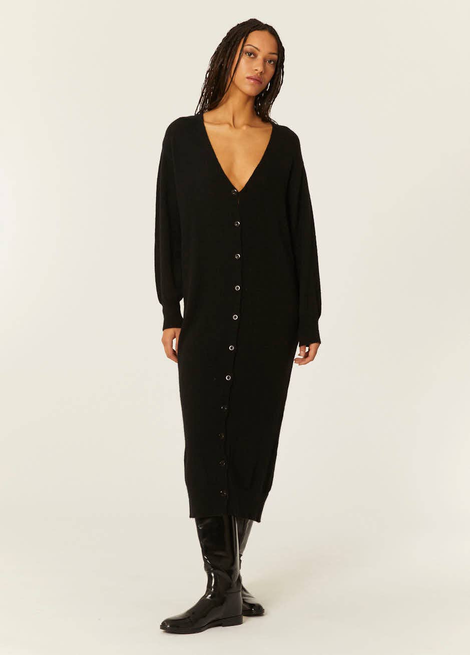 Pepaloves – wholesale Klänning - Dam – SVART STICKAD KLÄNNING MED KNAPPAR4