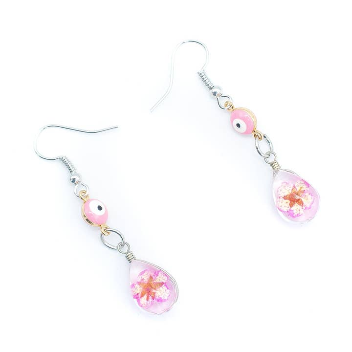 Trockenblumen-Ohrring Original handgefertigte Ohrringe-ER-122-B für den Großhandel von Meninas Bonitas Cork