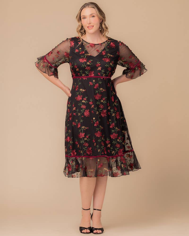 Kiyonna - Wholesale Dress - Women's - Wildflower Embroidered Dress - Plus Size7