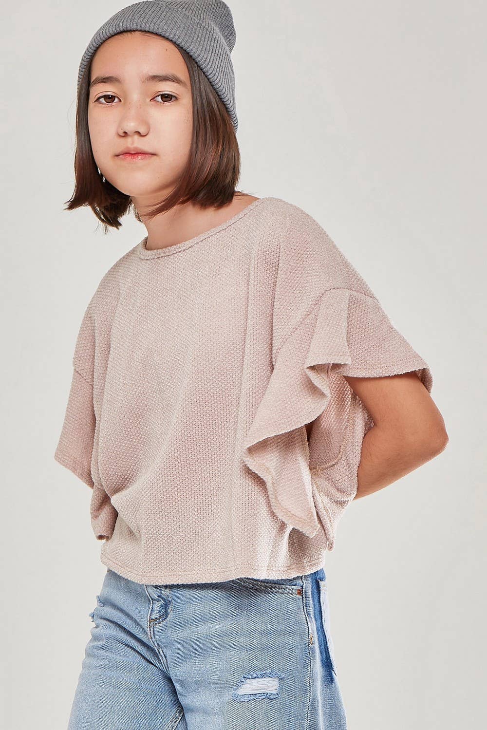 Good Girl - Vendita all'ingrosso Maglione tricot - Bambini - Maglione con volant pullover cropped in maglia grossa15
