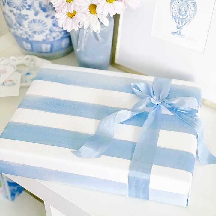 FÖRBESTÄLL Blårandigt akvarellförpackningspapper 3 ark för wholesale av Simply Jessica Marie