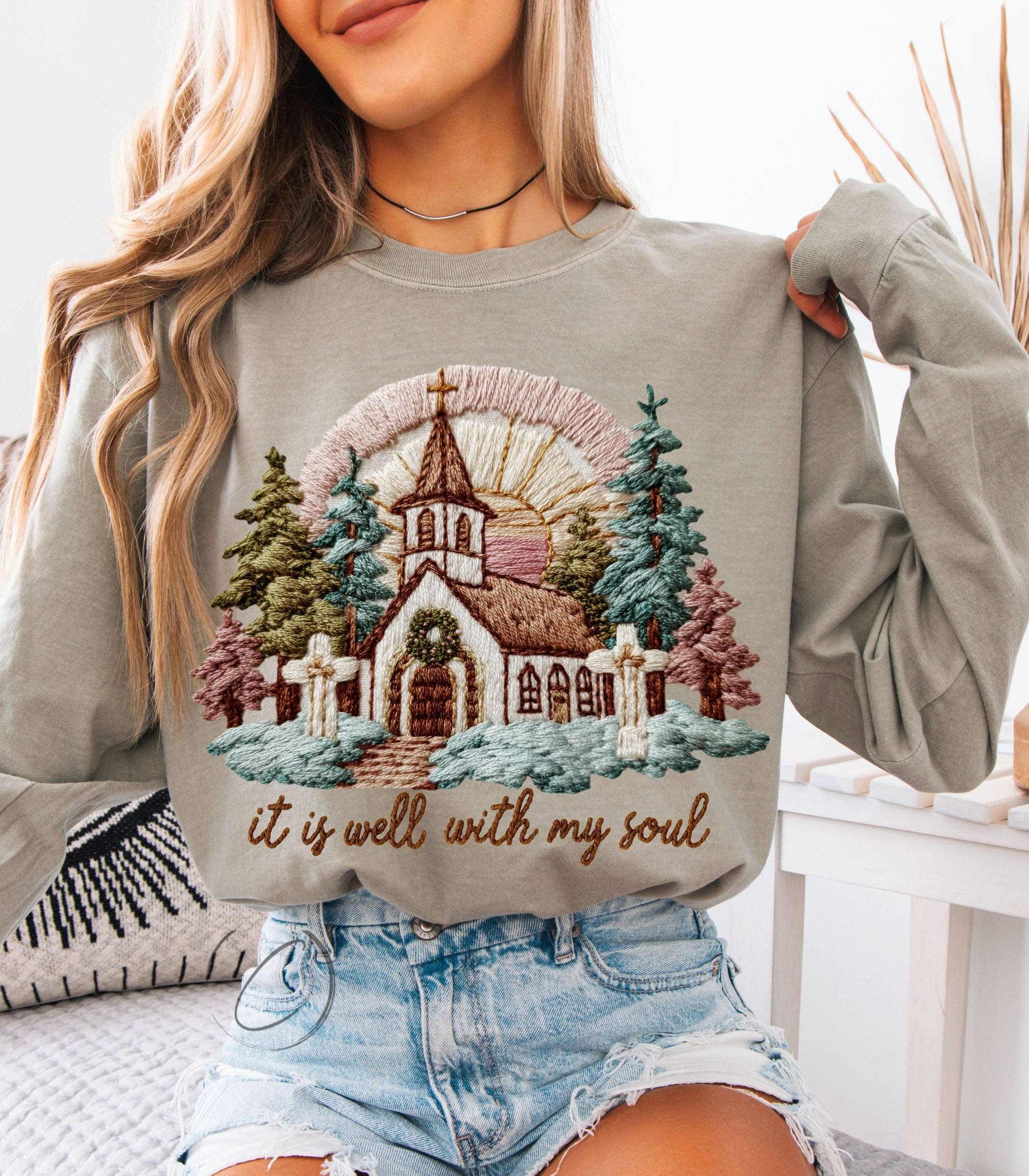 CMD Wholesale - Wholesale T-Shirt (Graphic) - Unisex - Faux Crochet Well With My Soul Long Sleeve Graphic Tee1