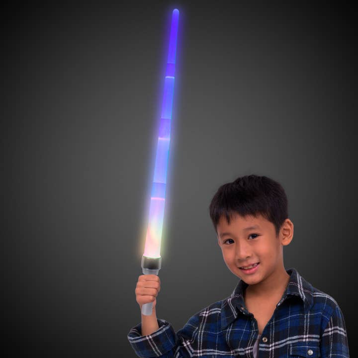 Windy City Novelties - Wholesale Light-Up Toy - Kids & Baby - LED 35" Expandable Swords with 7 Color Modes 12-unit display5